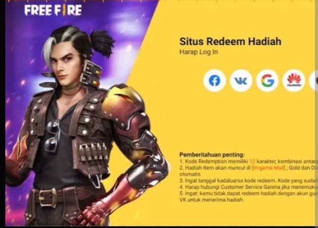 Ilustrasi situs redeem hadiah Free Fire (FF). [Instagram]